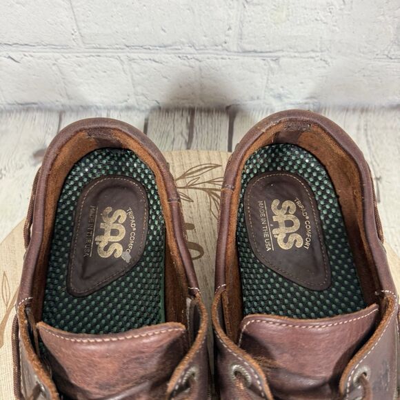 SAS Decksider Boat Shoes Mens 9.5 Brown Leather Walking Comfort Moc Toe Shoes main image 15